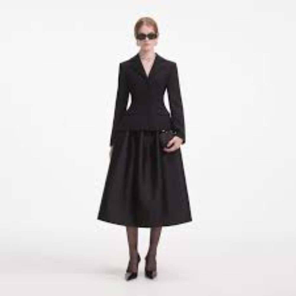 Self Portait Black Tailored Midi Dress